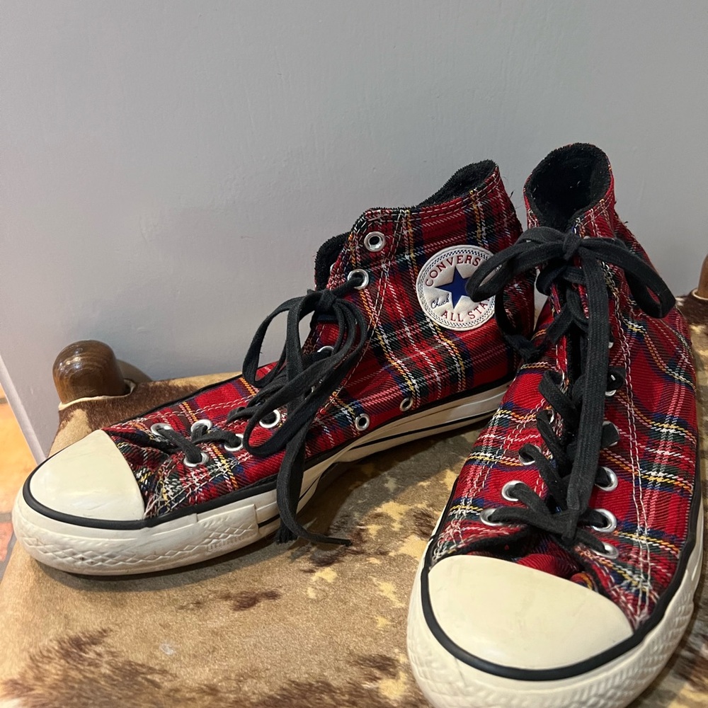 Converse Tartan Plaid Sneakers SZ 10 women